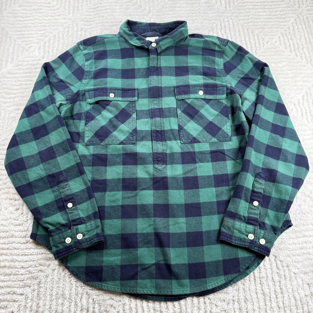 J Crew Shirt Women M Flannel Buffalo Plaid Popover Cabincore Heritage Lumberjack